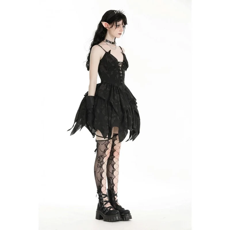 Gothic-Kleid für Damen mit unregelmäßigem, tiefem Ausschnitt, Halloween-Kleid, Abschlusskleid