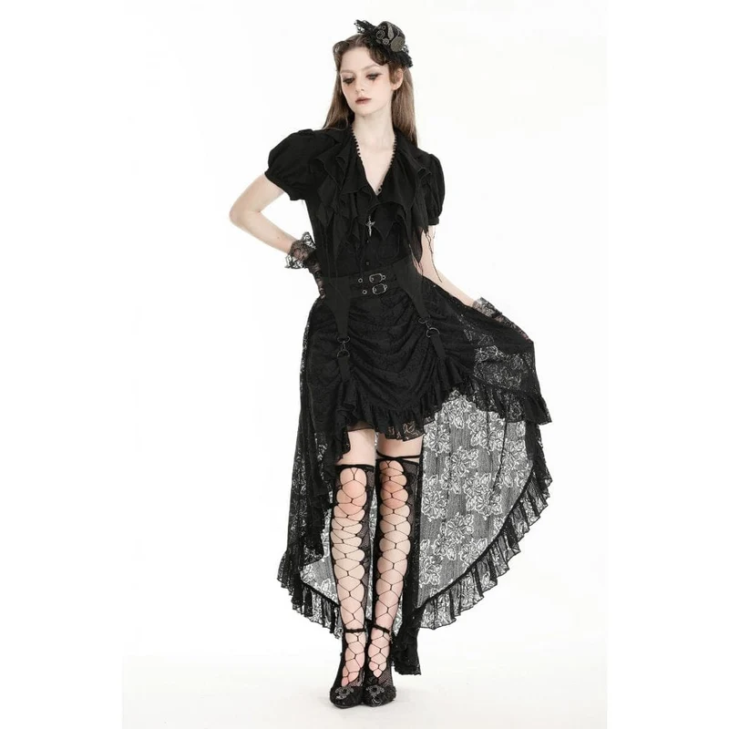 Damen Gothic High/Low Spitzenrock