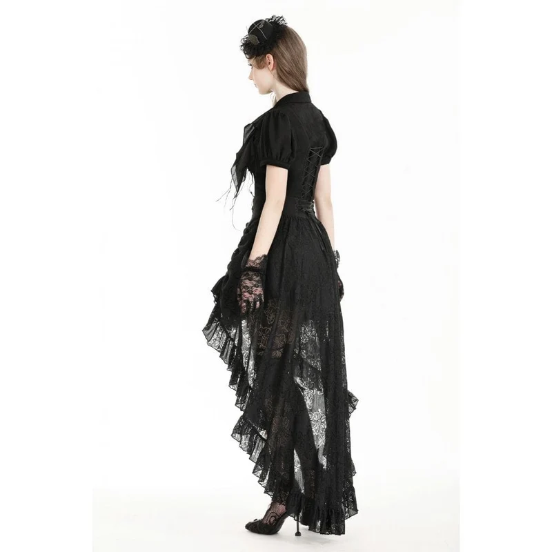 Damen Gothic High/Low Spitzenrock