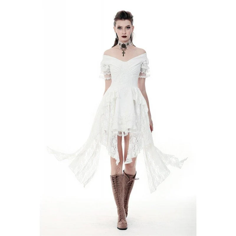 Wunderschönes schulterfreies Brautkleid aus Vollspitze für Damen, auch als Abschlusskleid geeignet
