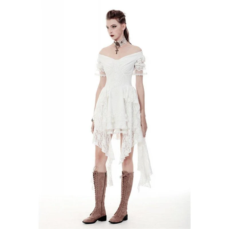 Wunderschönes schulterfreies Brautkleid aus Vollspitze für Damen, auch als Abschlusskleid geeignet