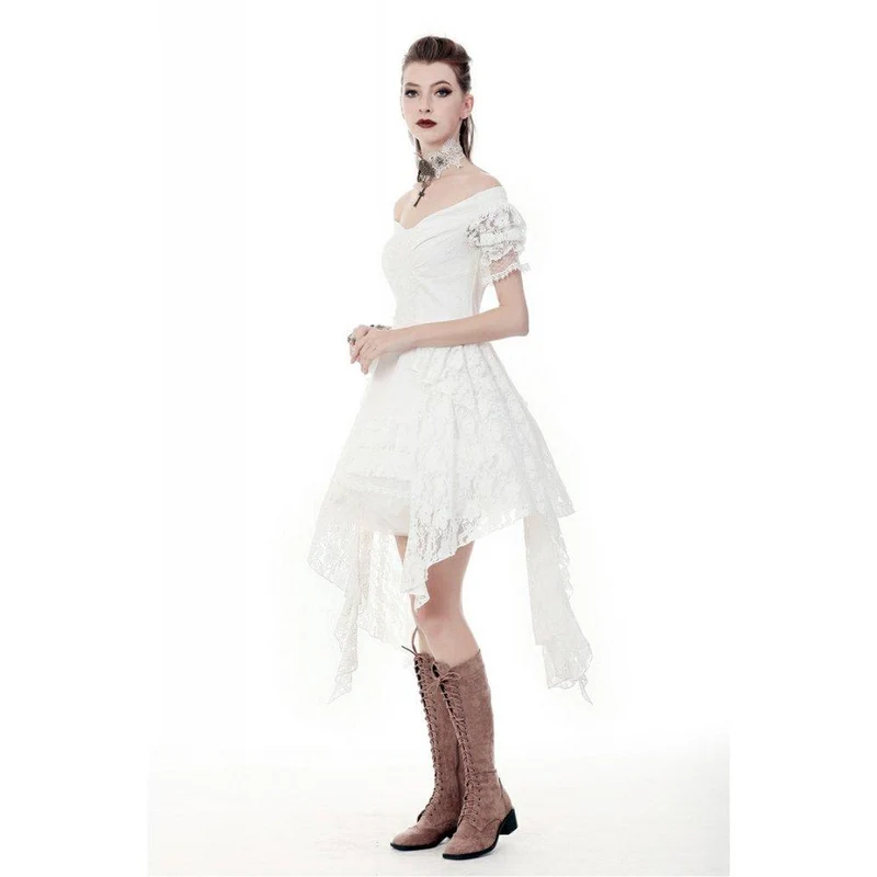 Wunderschönes schulterfreies Brautkleid aus Vollspitze für Damen, auch als Abschlusskleid geeignet