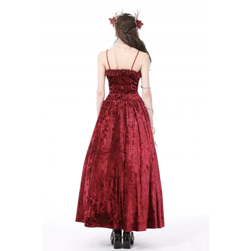 Gothic Lace Splice Velvet Slip Dress für Damen