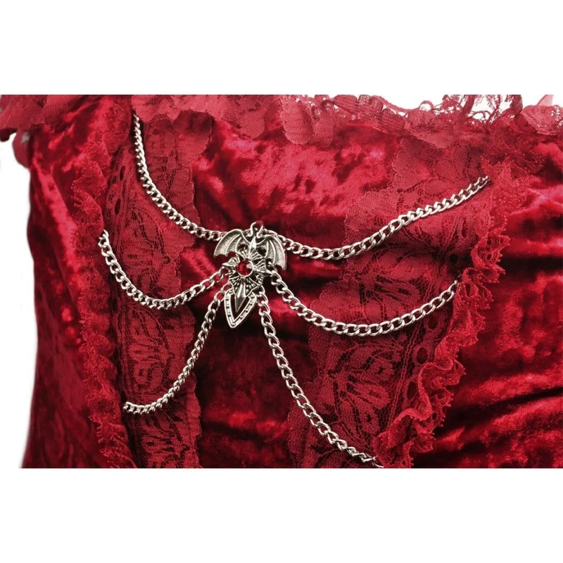 Gothic Lace Splice Velvet Slip Dress für Damen