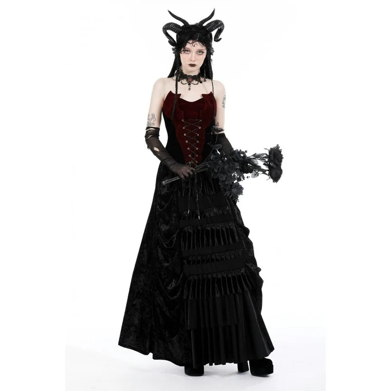 Zweifarbiges Gothic-Fledermaus-Vollbrustkorsett für Damen