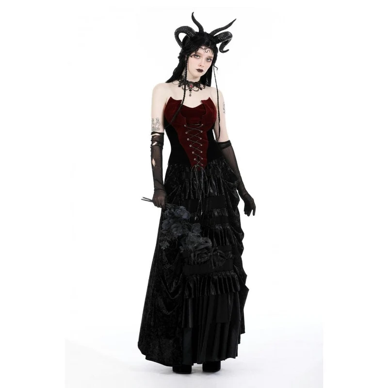 Zweifarbiges Gothic-Fledermaus-Vollbrustkorsett für Damen