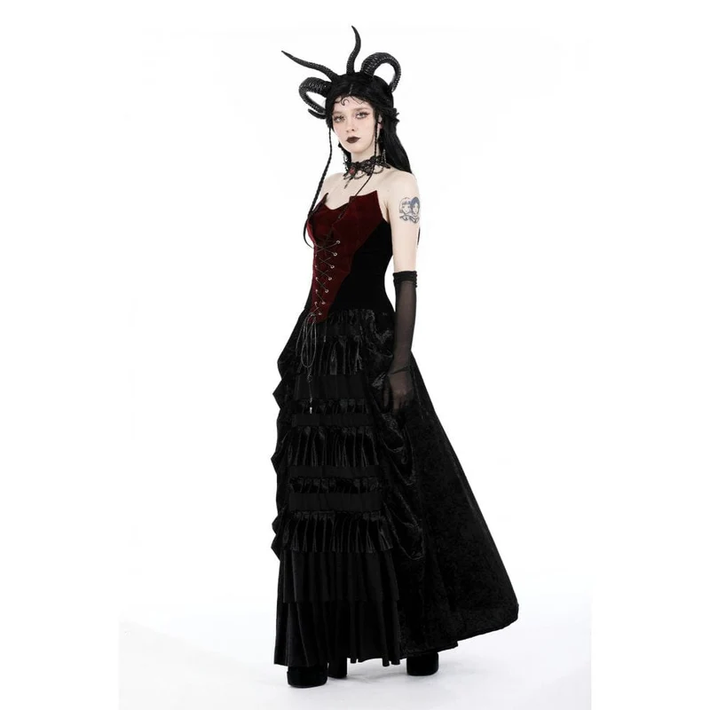 Zweifarbiges Gothic-Fledermaus-Vollbrustkorsett für Damen