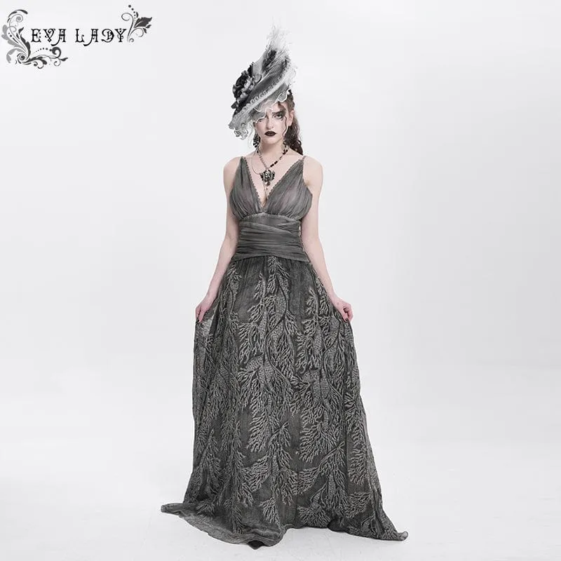 Damen Gothic Rose Rüschen Federhut Weiß-grau