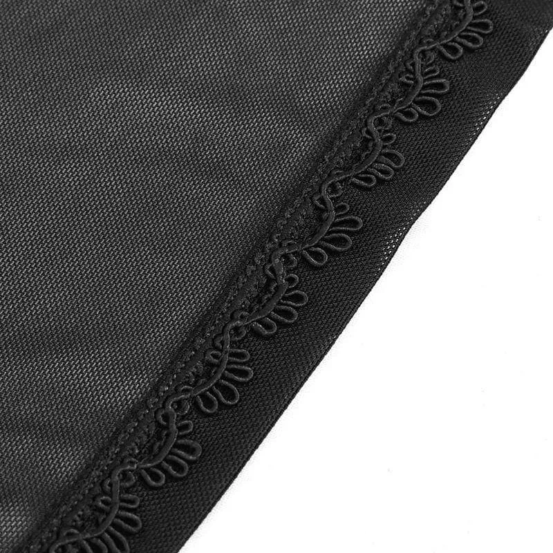 Damen Gothic Floral Lace Sheer Black Umhänge mit Kapuze