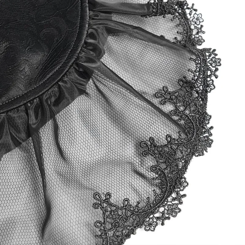 Gothic-Langarmhemd aus Samt mit Schnürung und Perlen für Damen