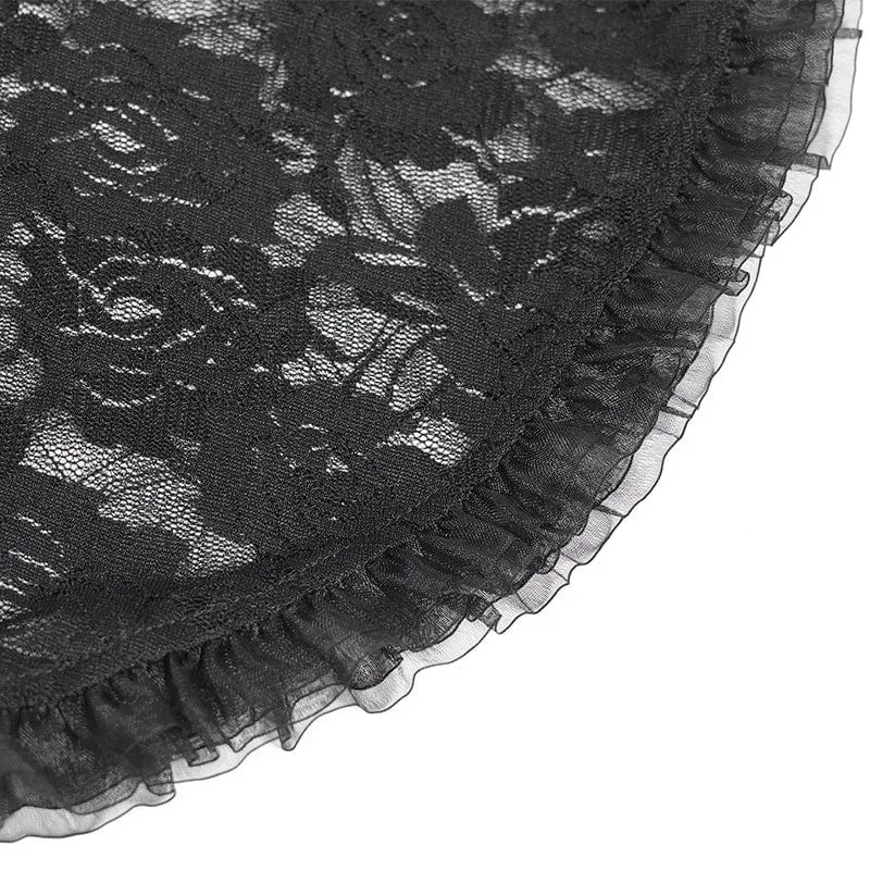 Gothic Mesh Puff Langarm Samthemd für Damen Rot