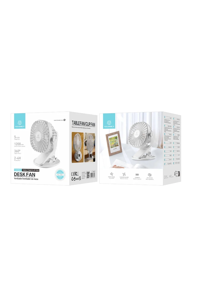 Clip-On-Tischventilator - über USB wiederaufladbar