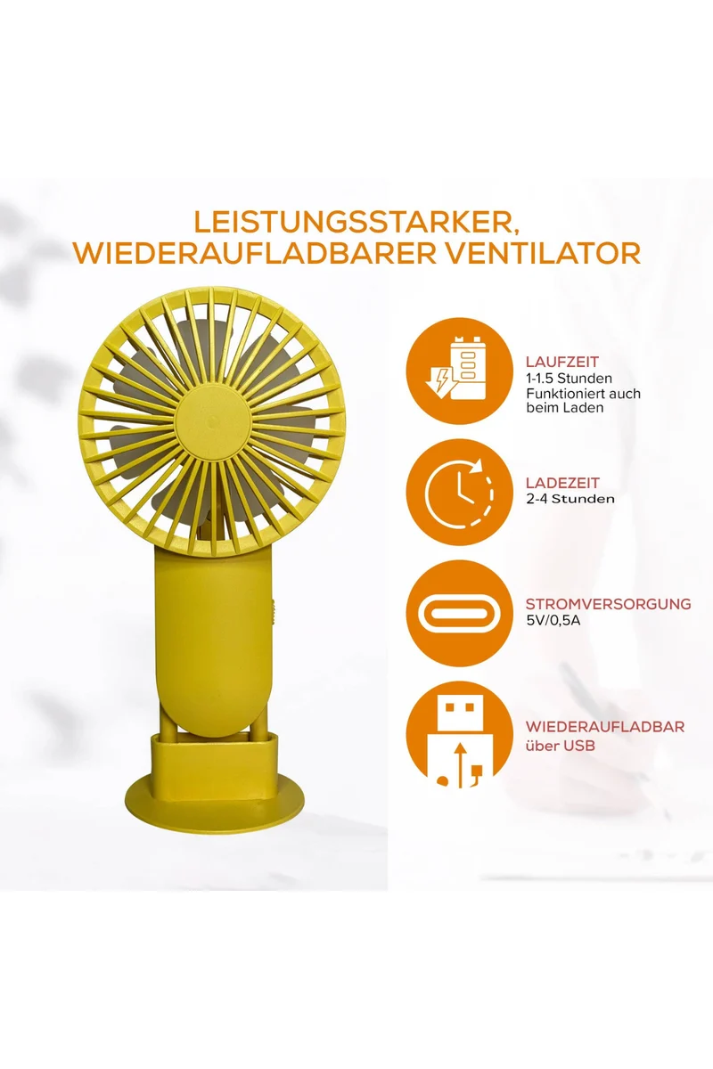 Mini Hand Ventilator - tragbar - leistungsstark - wiederaufladbar - 4 Farben