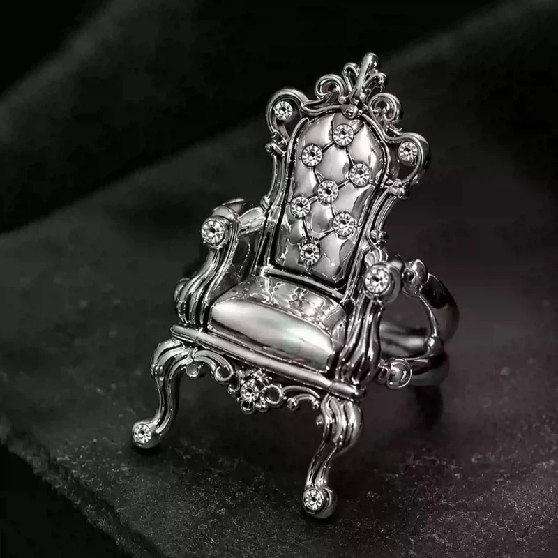 Gothic 3D Thronstuhl-Ring für Damen mit offenem Band