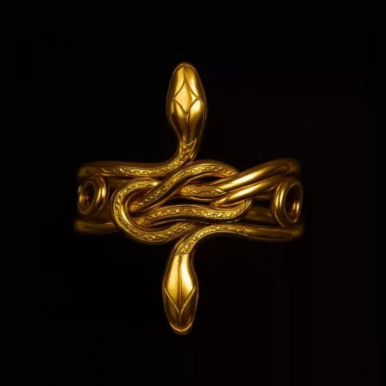 Gothic-Ring für Damen mit zwei ineinander verschlungenen Schlangen, offener Band