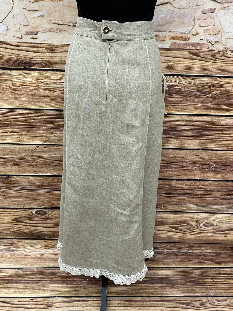 Vintage Trachtenrock Damen Beige Weiß Gr. 40 – Landhausstil mit Spitze