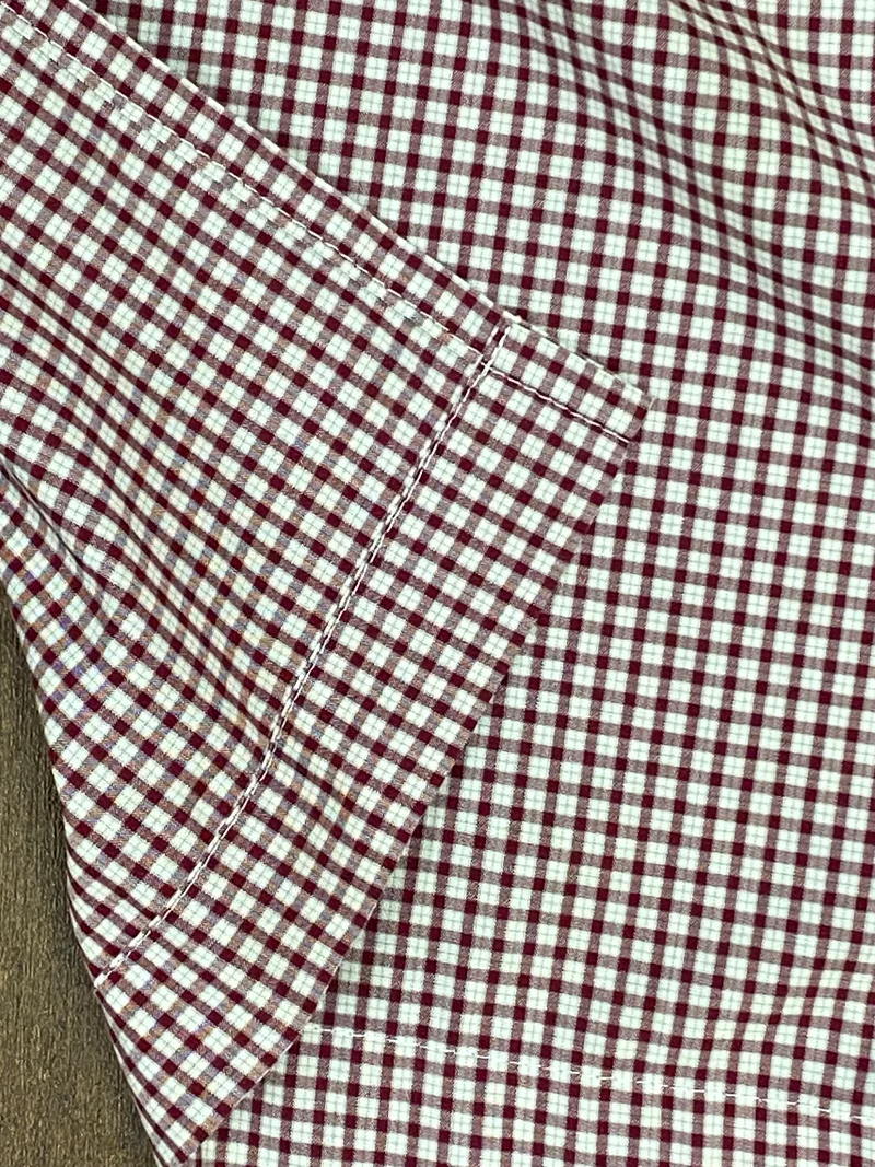 Vintage Dirndlschürze weinrot kariert - lang