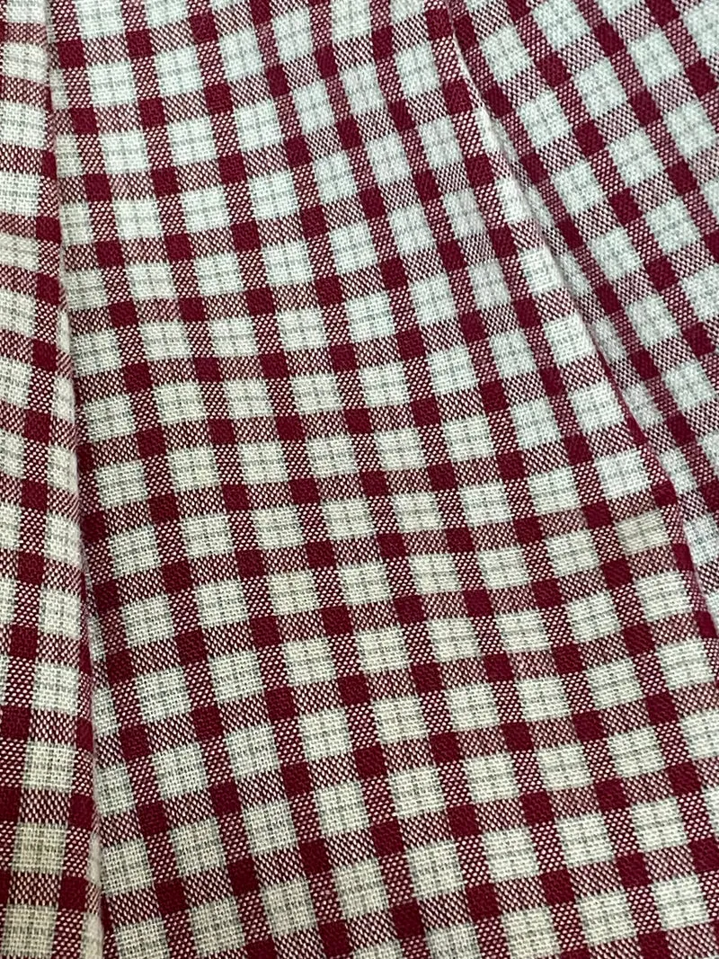 Vintage Dirndlschürze weinrot kariert - lang