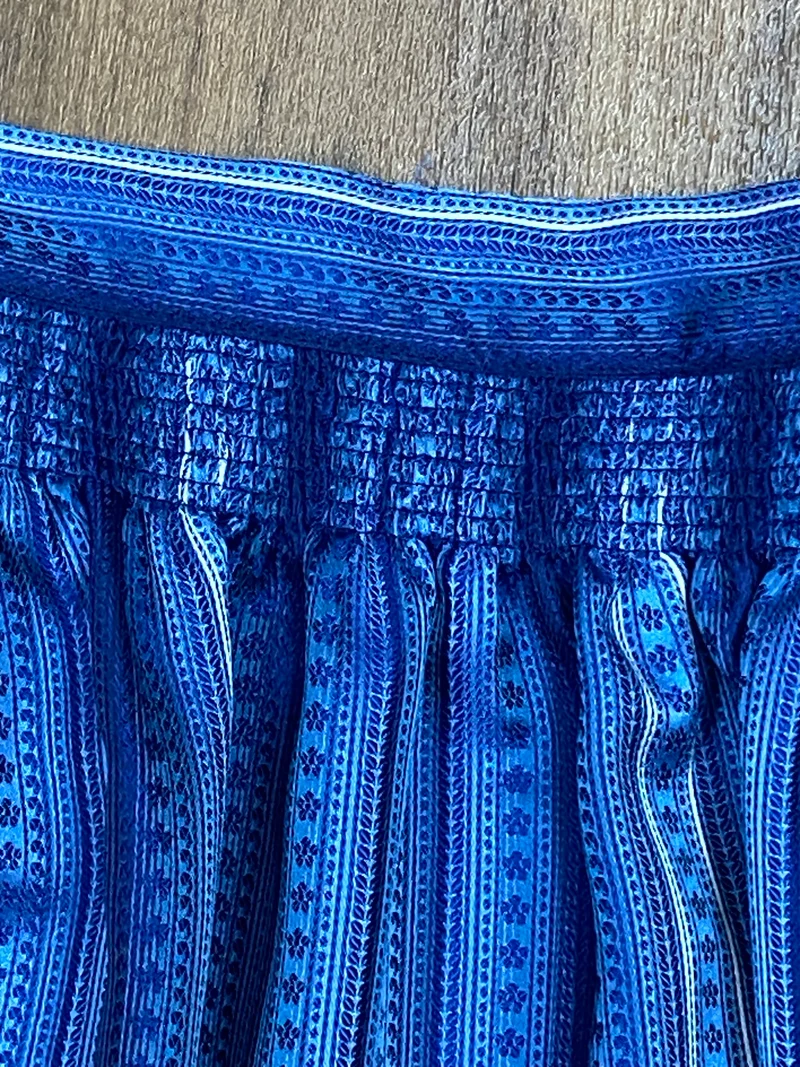 Dirndlschürze blau - Streifenmuster, lang