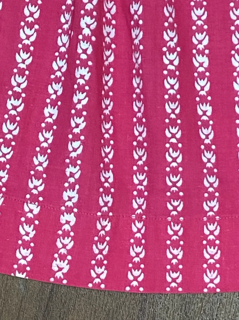 Vintage Dirndlschürze rosa weiß- Rankenborte, mittellang