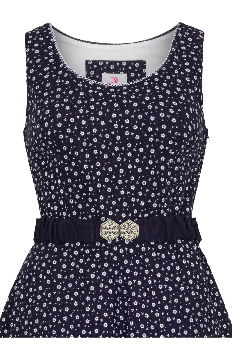 Baumwoll Trachtenkleid ohne Arm mit Gürtel