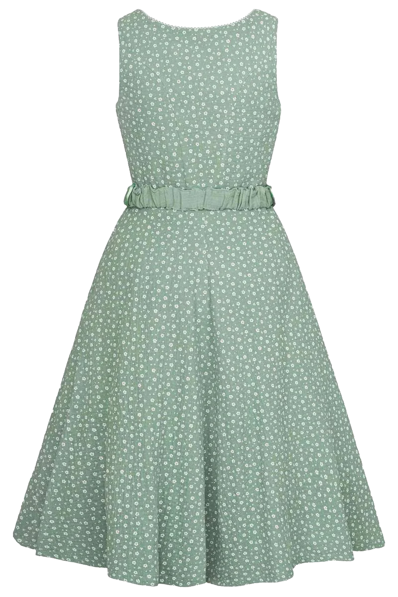 Baumwoll Trachtenkleid ohne Arm mit Gürtel
