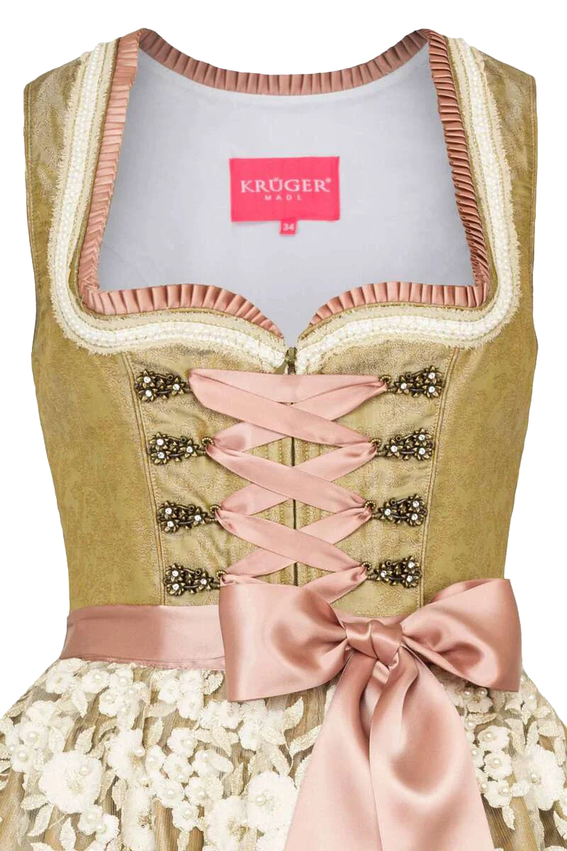 Mini-Dirndl mit Perlenstickerei und Strass