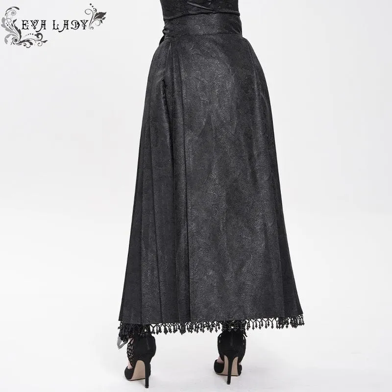 Gothic-Blumen-Kreuzkette-Pferdegesicht-Langer Rock für Damen