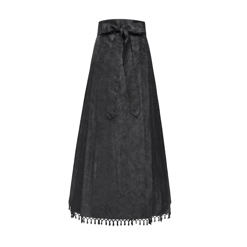 Gothic-Blumen-Kreuzkette-Pferdegesicht-Langer Rock für Damen