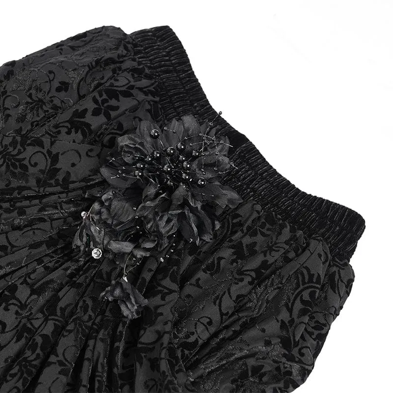 Gothic-Rock mit Blumenstickerei und Perlen für Damen, Lila