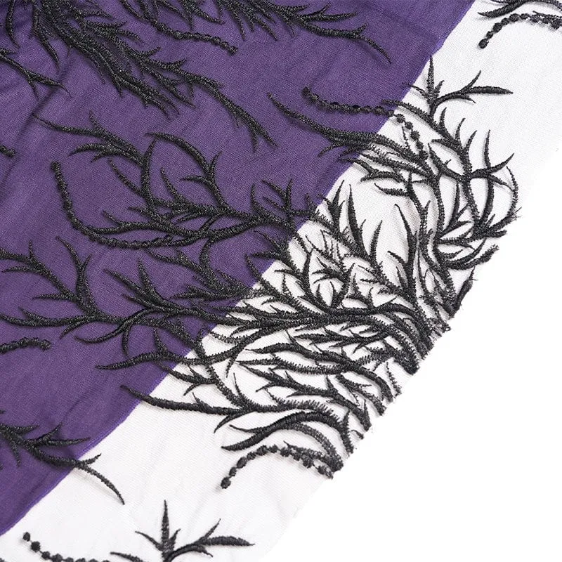 Gothic-Rock mit Blumenstickerei und Perlen für Damen, Lila