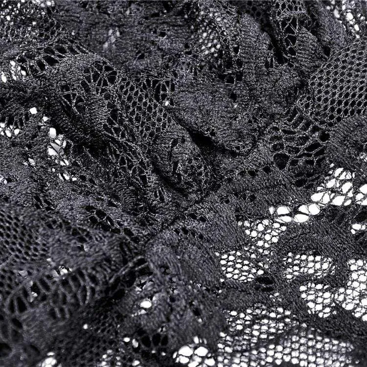 Damen Goth Sheer Floral Lace Cape mit Puffärmeln