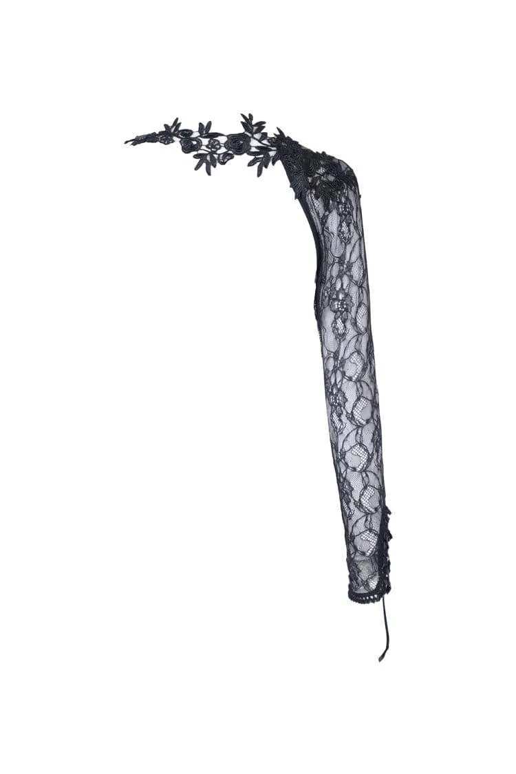 Gothic-Spitzenkleid mit halben Ärmeln und Blumenmuster für Damen