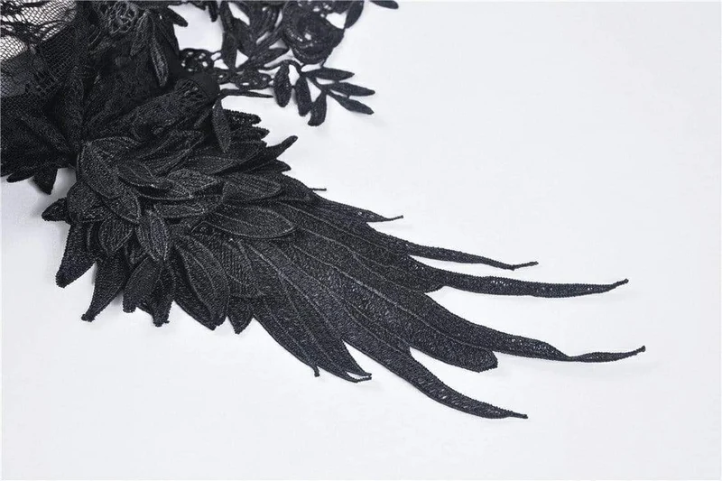 Gothic-Spitzenkleid mit halben Ärmeln und Blumenmuster für Damen