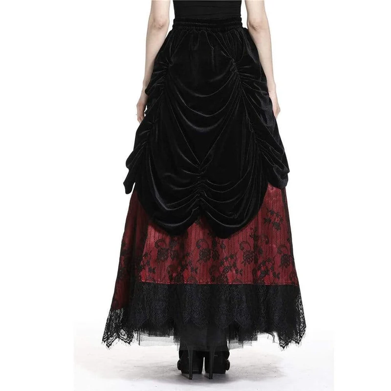Damen Vintage Layered Lace & Velour Rock