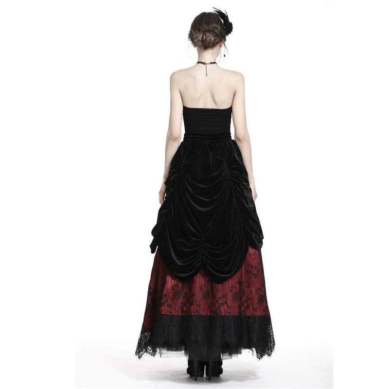 Damen Vintage Layered Lace & Velour Rock
