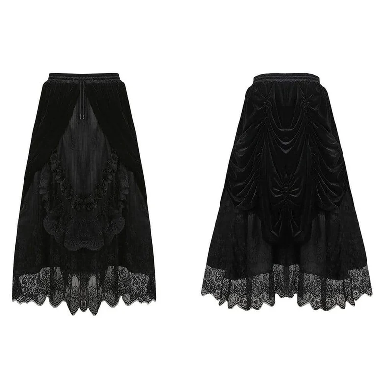 Damen Vintage Layered Lace & Velour Rock