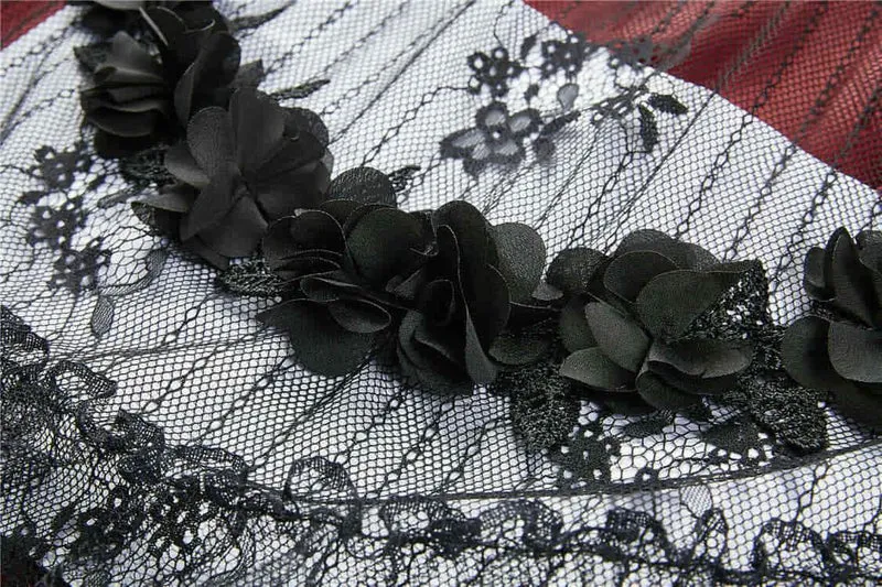 Damen Vintage Layered Lace & Velour Rock