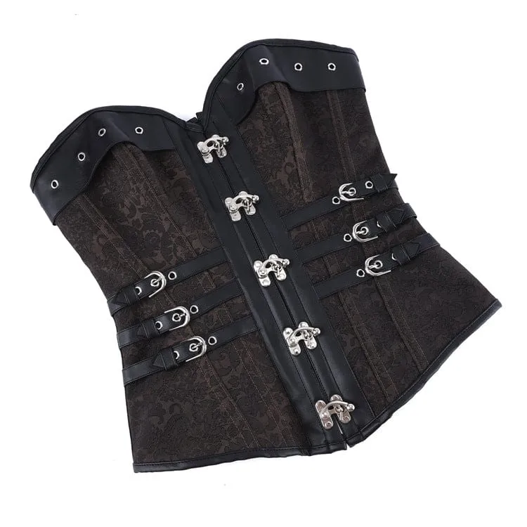 Gothic-Korsett für Damen mit Ösen, Schnallen und Schnürung über der Brust