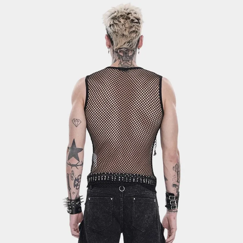 Punk-Tanktop für Herren mit Nieten und Kettenmuster