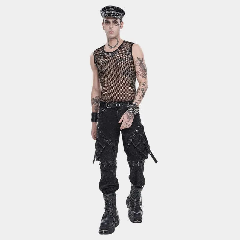 Punk-Tanktop für Herren mit Nieten und Kettenmuster