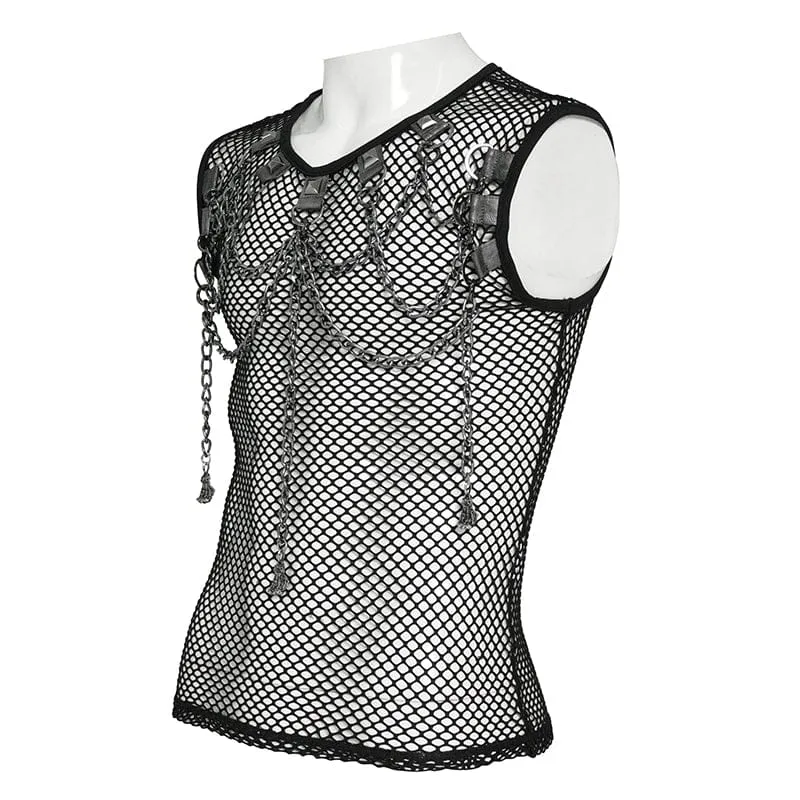 Punk-Tanktop für Herren mit Nieten und Kettenmuster
