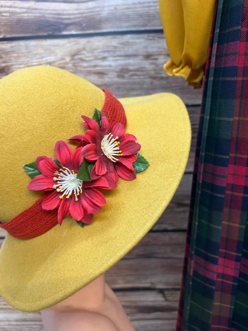 Oldtimer Outfit Gr. 44 mit Plissee-Bluse und Tartan-Rock