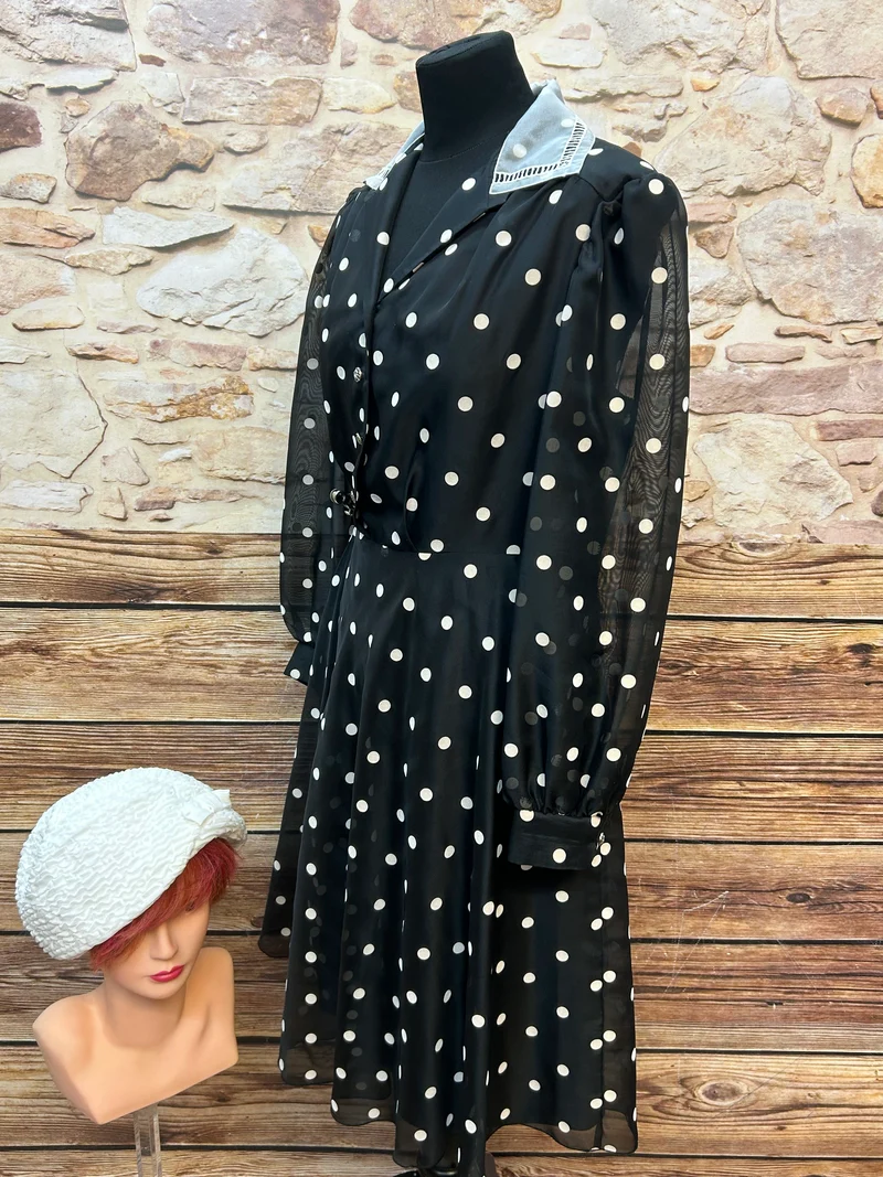 Polka-Dot Chiffonkleid Gr. 44 mit Hut