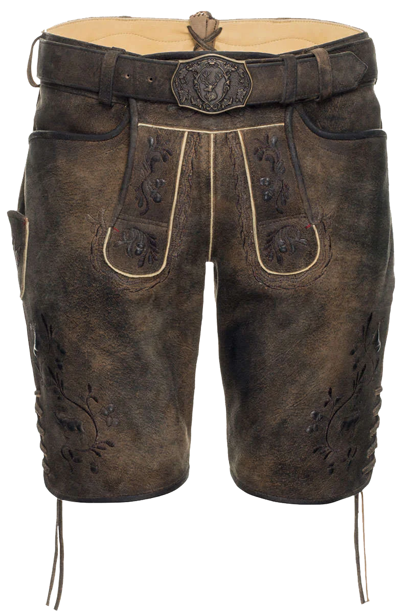Herren Lederhose kurz mit Gürtel