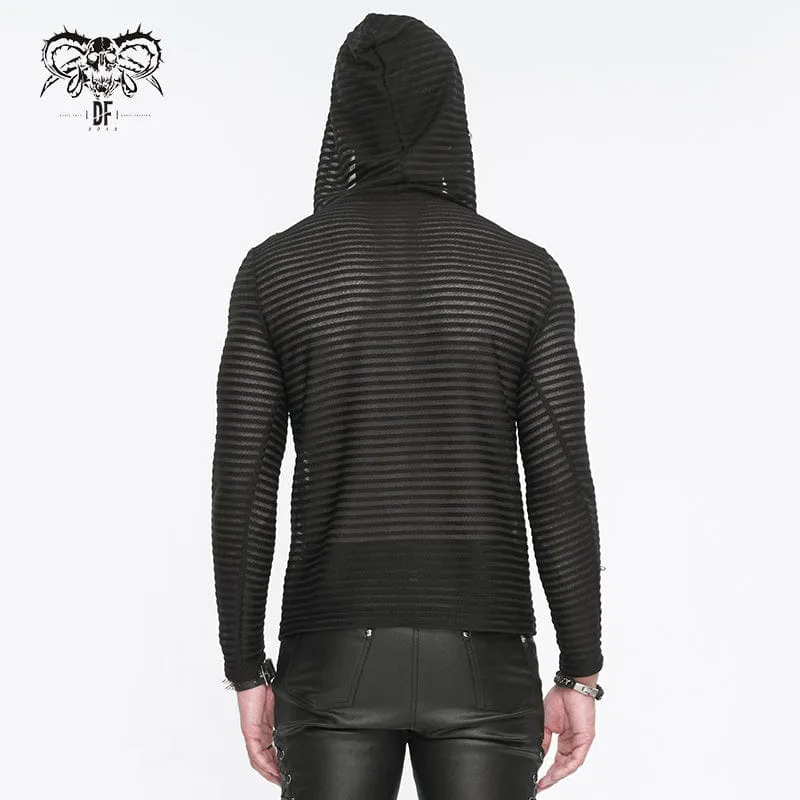 Durchsichtige Punk-Hoodies für Herren mit Streifen