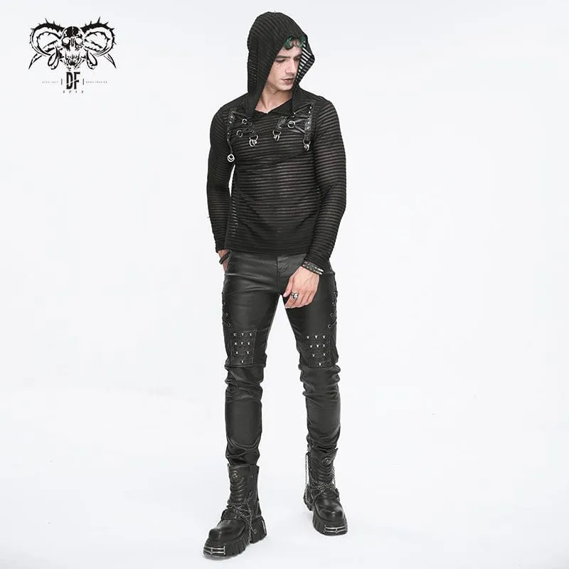 Durchsichtige Punk-Hoodies für Herren mit Streifen