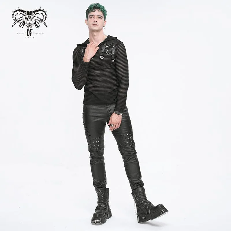 Durchsichtige Punk-Hoodies für Herren mit Streifen