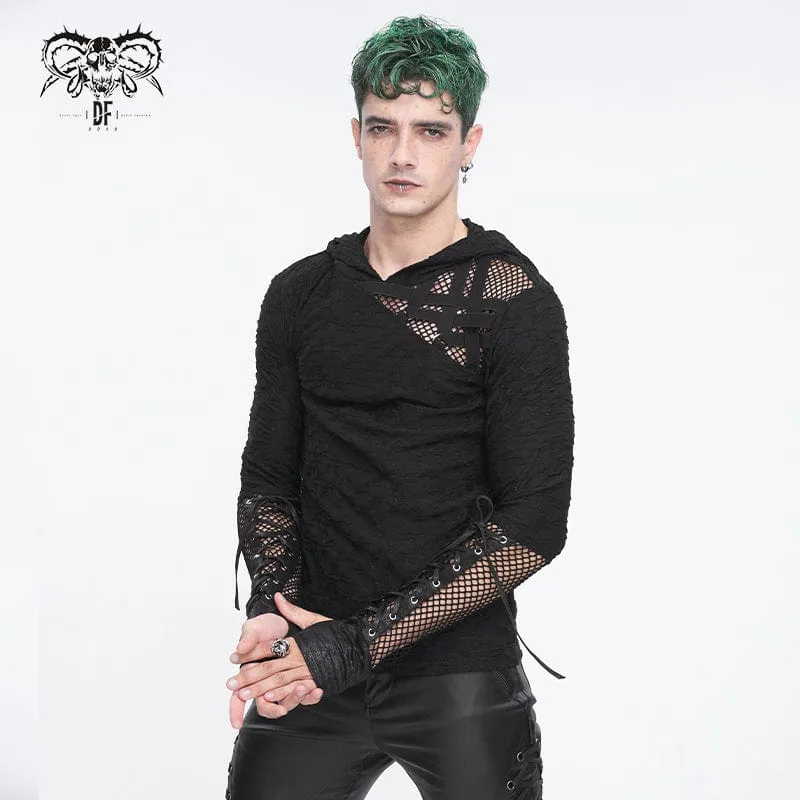 Punk-Kapuzenpullover mit Schnürung und Splice-Motiv für Herren