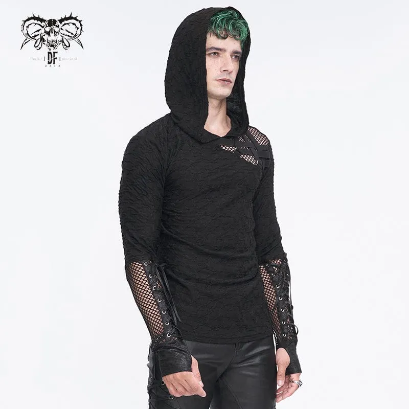 Punk-Kapuzenpullover mit Schnürung und Splice-Motiv für Herren